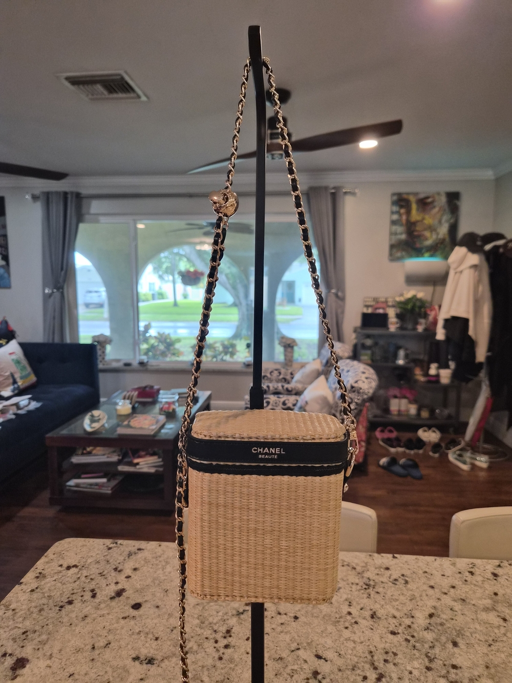 Chanel Beauty VIP GWP Beige Woven Vanity Crossbody Bag